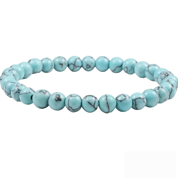 Reiki AAA Blue Howlite Handmade Bracelet 8mm Beads 8.3in Size Lot 6 - Picture 1 of 2